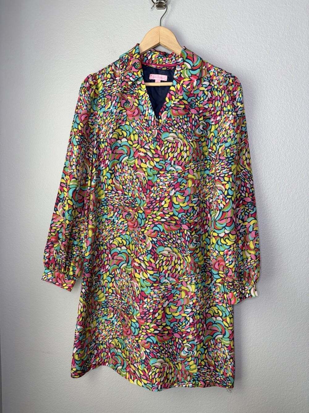 Lilly Pulitzer Dress Womens 4 Multicolor Preppy Shift Dress Silk Knee Length